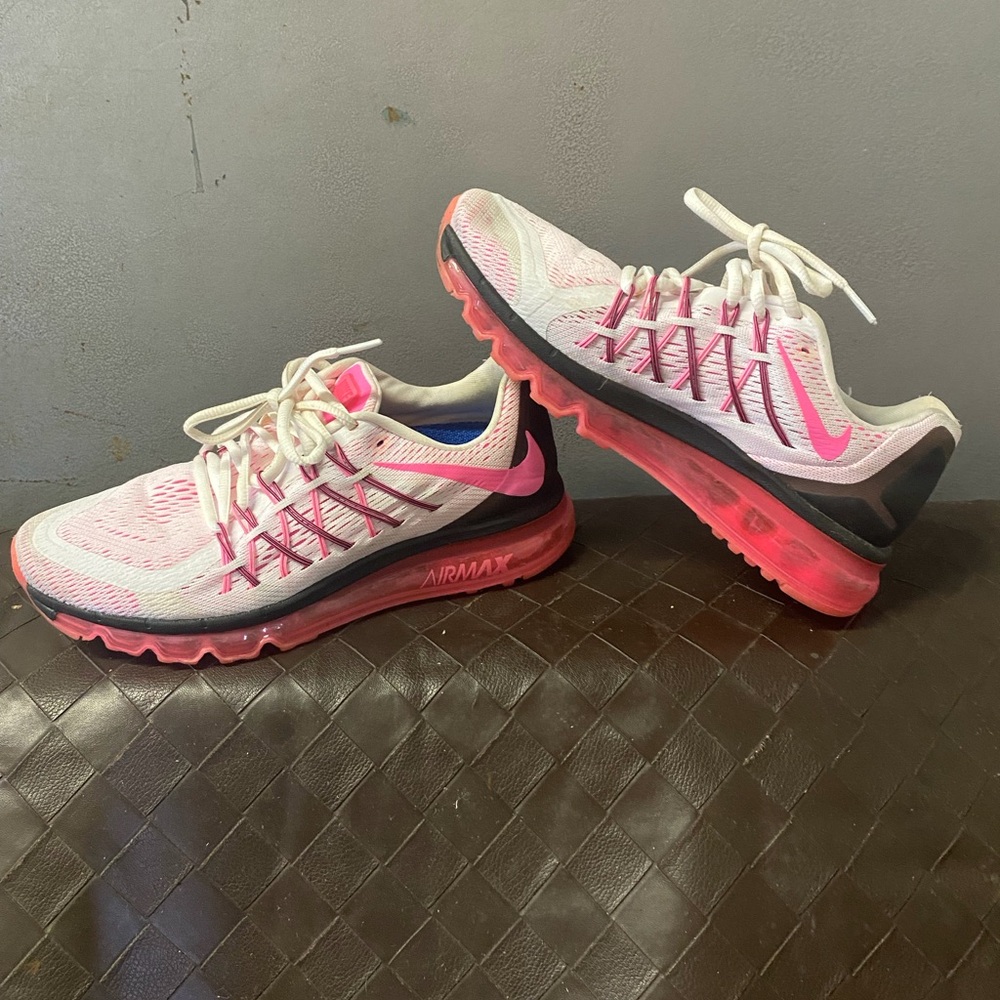 Nike White and Pink Air Max Women's Running Sneakers